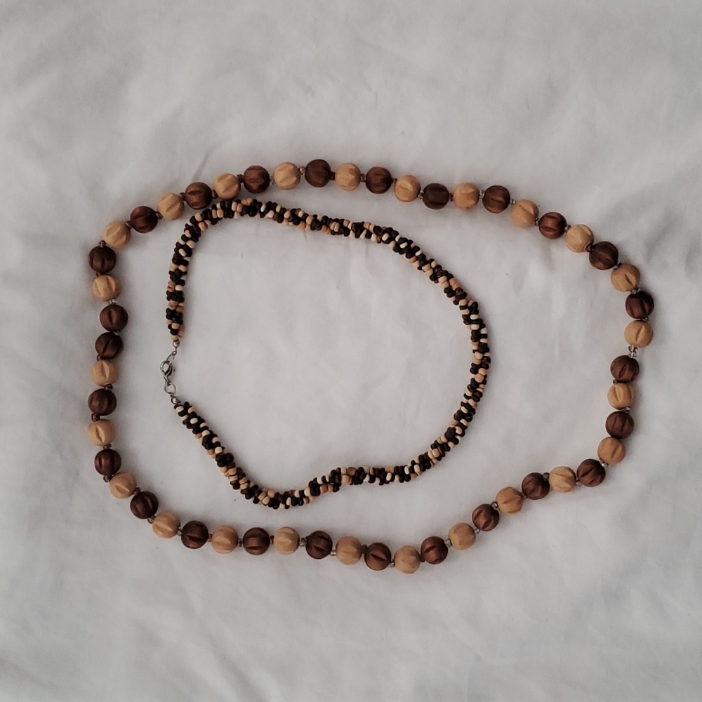 Wooden Bead Necklaces (Set of 2)